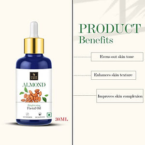 Good Vibes Almond Skin Brightening Facial Oil, 30 ml | Lightweight Absorbs Quickly Naturally Glowing Hydrating Nourishing Moisturizing Formula For All Skin Types | No Parabens & Sulphates