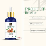 Good Vibes Almond Skin Brightening Facial Oil, 30 ml | Lightweight Absorbs Quickly Naturally Glowing Hydrating Nourishing Moisturizing Formula For All Skin Types | No Parabens & Sulphates