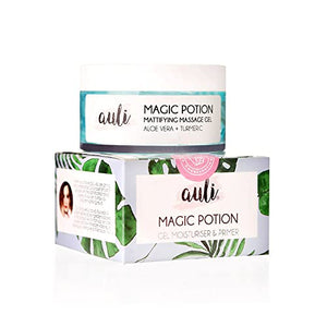 Auli Magic Potion Mattifying Anti-Acne Scar Removing Anti-Tan Sweat Proof Cooling Aloe Vera and Turmeric Gel for All Skin Types - 60gm