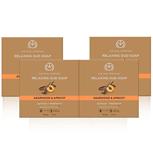 The Man Company Relaxing Oud Bath Soap Bar with Agarwood & Apricot ( Combo Pack of 4 ) for Long-Lasting Freshness | Glowing, Soft & Supple Skin | Refreshing Fragrance | All Skin Types-100gm-BUY 3 GET 1 FREE