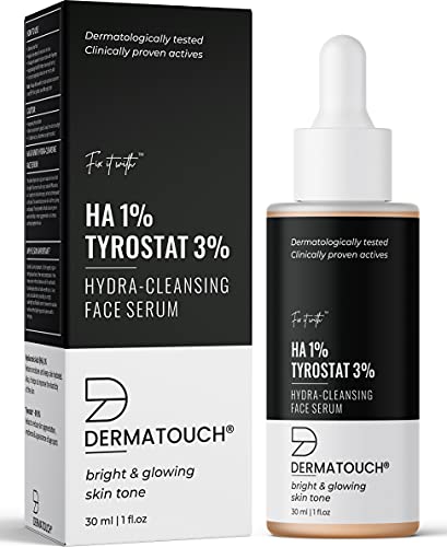 DERMATOUCH 1% Hyaluronic Acid & 3% Tyrostat Hydra Cleansing Face Serum, Helps to Retain Skin Moisture, Improve the Elasticity of Skin, Helps to Reduce Skin Pigmentation - 30ML