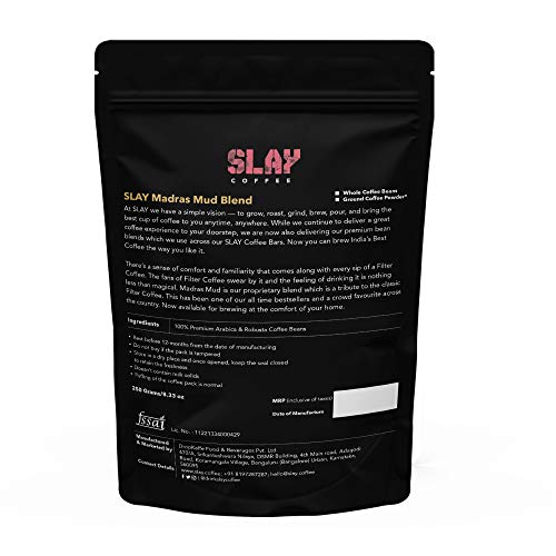 SLAY Coffee Madras Mud 100% Pure Filter Coffee Powder| No Chicory | Blend of Arabica and Robusta Coffee | NOT an Instant Coffee | 250g
