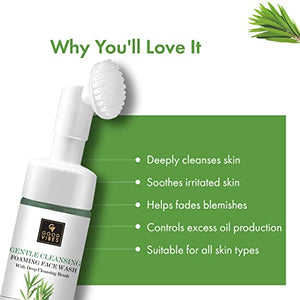 Good Vibes Tea Tree Foaming Gentle Cleansing Face Wash With Deep Cleansing Brush, 150 ml | Anti-Acne Soothing Face Cleanser For All Skin Types | No Parabens, Sulphates & Mineral Oil