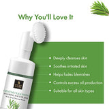 Good Vibes Tea Tree Foaming Gentle Cleansing Face Wash With Deep Cleansing Brush, 150 ml | Anti-Acne Soothing Face Cleanser For All Skin Types | No Parabens, Sulphates & Mineral Oil