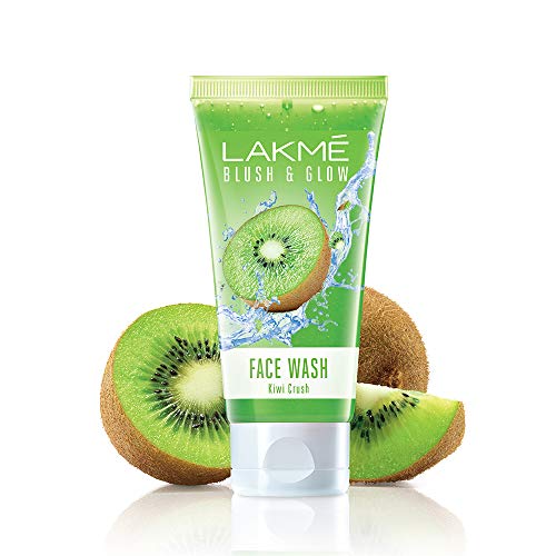 Lakmé Blush & Glow Kiwi Refreshing Gel Face Wash 100 g, With 100% Natural Fruit for Glowing Skin - Daily Gentle Exfoliating Facial Cleanser