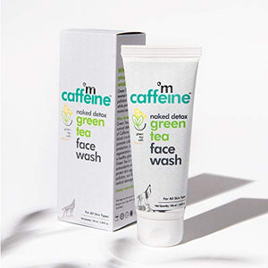 mCaffeine Green Tea Face Wash (100ml) for Removing Dirt and Toxins | Antioxidant Rich with Vitamin C and Hyaluronic Acid | Daily-Use Face Cleanser with a Calming Aroma