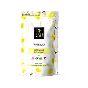 Good Vibes Refreshing Shower Gel Combo - Waterlily (200 ml bottle + 200 ml Pouch)