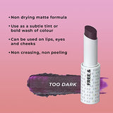 FAE Beauty Deep Wine Buildable Matte Lipstick, Non Drying Comfortable Hydrating Matte Lip Tint, Multi-Use for Lips, Eyes and Cheeks - Shade Too Dark