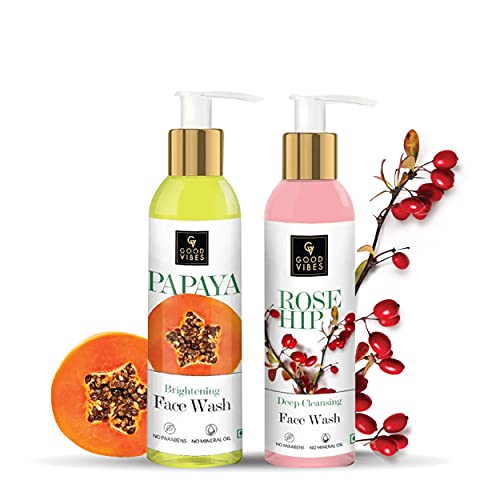 Good Vibes Face Wash Combo (Papaya 120ml + Rosehip 120ml)