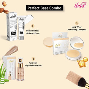 Iba Primer + Foundation + Compact Combo, Natural Beige, 30 millilitre l Long Lasting, Full Coverage Base Makeup l Vegan & Cruelty Free