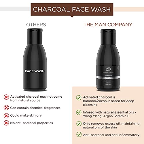 The Man Company Charcoal Face Wash (Buy 1 Get 1 Free) | Ylang Ylang & Argan Oils | Anti Pollution, Acne Oil Control | Deep Cleansing | Blackheads Removal | All Skin Types