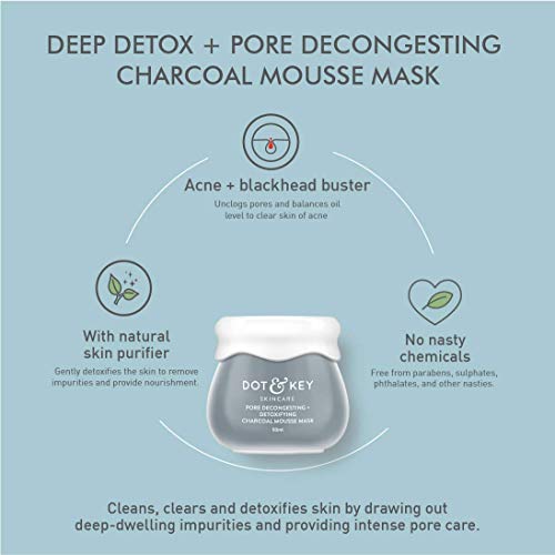 Dot & Key Pore Decongesting + Detoxifying Charcoal Mousse Clay Mask, 85gm