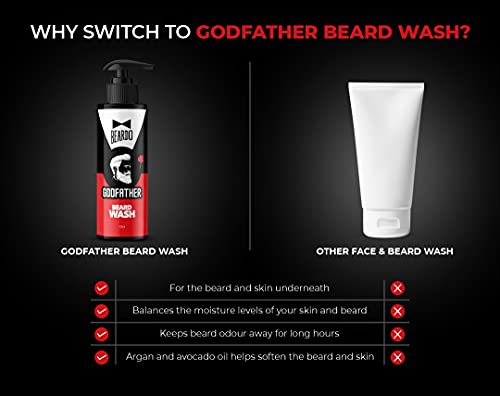 Beardo Godfather Beard Wash for men, 100 ml | Refreshing Fragrance | Active cleansing | Purifies and cleanses skin and beard