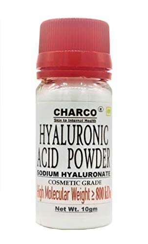 CHARCO - Skin To Internal Health's Hyaluronic Acid Powder, Cosmetic Grade "Molecular W. : 800 kda" ( Quantity :10 Gm) For Serum Making, Anti Ageing Beauty Formulations, Moisturizer & Lotion Making, & DIY Personal Care For Face, Hair, Skin & Body