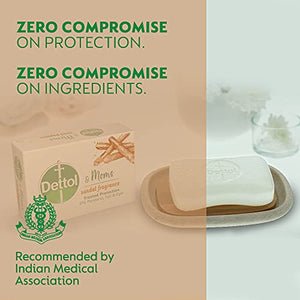 Dettol Sandal Bathing Soap Bar with Naturally Derived Ingredients, (Buy 3 Get 1 Free - 75g each), Combo Offer on Bath Soap