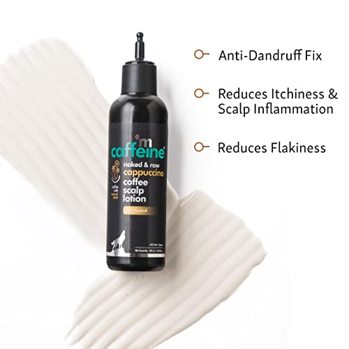 mCaffeine Anti-Dandruff Cappuccino Coffee Scalp Lotion | Reduces Itchiness & Flakiness with Natural AHA and Almond Milk |SLS and Paraben Free | For All Hair Types | 100ml