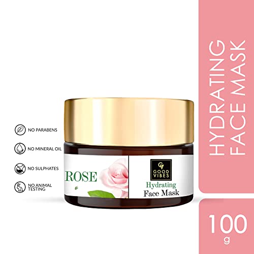Good Vibes Rose Hydrating Face Mask, 100 g | Moisturizing, Softening Face Pack For All Skin Types | Adds Glow & Brightens Skin | No Parabens, Sulphates & Mineral Oil