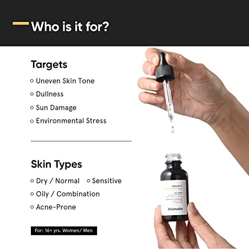 Minimalist 10% Vitamin C Face Serum for Glowing Skin, 30 ml | Highly Stable & Effective Skin Brightening Vit C Serum For Women & Men