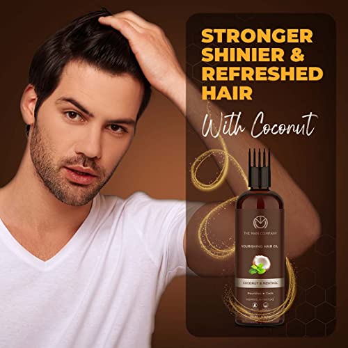 The Man Company Coconut Nourishing Hair Growth Oil with Menthol | For Thick, Soft and Strong Hair | Reduces Hair Fall | Comb Applicator Bottle for Men and Women - 200ml