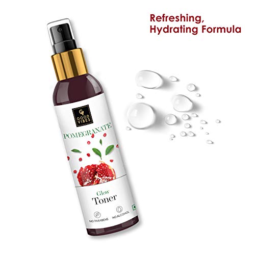 Good Vibes Pomegranate Glow Toner 200 ml, Anti Ageing Hydrating Light Weight Moisturizing Face Spray Toner for All Skin Types, Natural, No Alcohol, Parabens & Sulphates, No Animal Testing