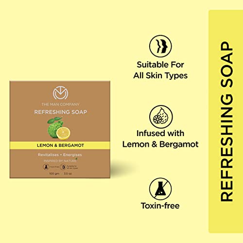 The Man Company Refreshing Bathing Soap Bar Combo with Lemon & Bergamot | Refreshes, Energises, Moisturises & Rejuvenates The Skin | Long-lasting Freshness | For All Skin Types - 100 gm(Pack of 2)