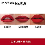 Maybelline New York Sensational Liquid Matte Lipstick 03 Flush It Red, 7G.