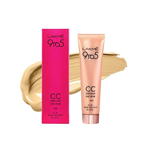 Lakme 9 To 5 Complexion Care Cc Face Cream, Beige Spf 30, Conceals Dark Spots & Blemishes, 30 g
