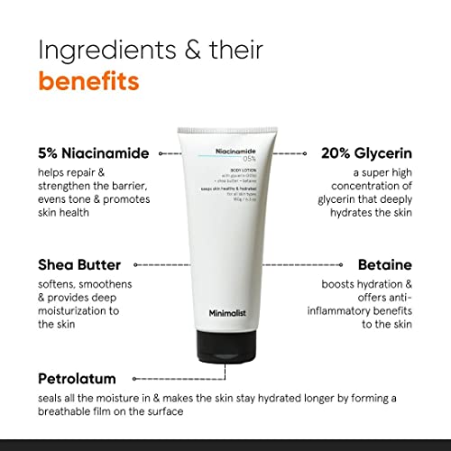 Minimalist Niacinamide 5% Body Moisturizer Lotion For Men & Women | 180 g