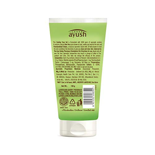 Lever Ayush Natural Ayurvedic Aloe Vera Cooling Face Gel, 150 g