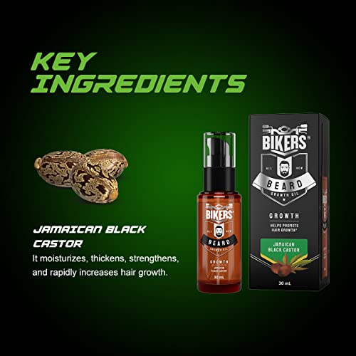 Biker's  Beard Growth Oil with Jamaican Black Castor, Helps Promote Hair Growth for Men, Brown, Fresh, 30 ml