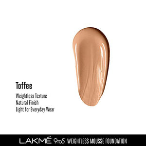 Lakmé 9to5 Weightless Mousse Foundation, Toffee, 25 g