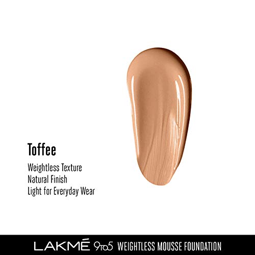 Lakmé 9to5 Weightless Mousse Foundation, Toffee, 25 g