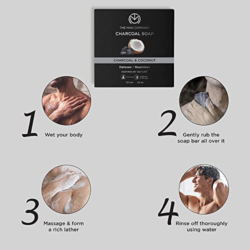 The Man Company Charcoal Soap with Coconut | Detoxes & Nourishes | Infused With Charcoal & Coconut | Toxin-free | Suitable For All Skin Types | Prevents Dryness | Removes Dead Skin - 100gm*2