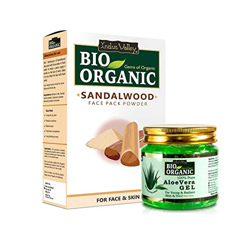 INDUS VALLEY Aloe vera Gel and Sandalwood Face Pack Powder (175ml +200g)