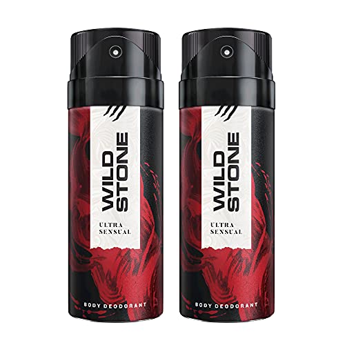 Wild Stone Ultra Sensual Deodorant for Men, Long Lasting Intense Fragrance, Pack of 2 (150ml each)