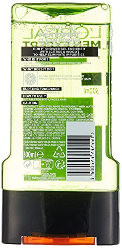 L'Oreal Paris Men Expert Clean Power Shower Gel, Citrus Wood, 300ml