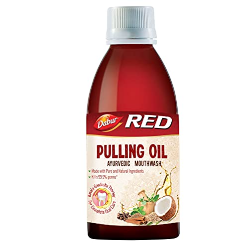 Dabur Red Pulling Oil : Ayurvedic Mouthwash Kavala Gandusha Therapy | Oral Detox for Teeth and Gums, Pack Of 1