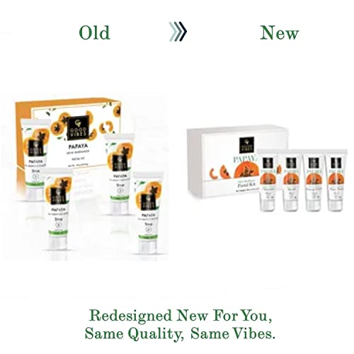 Good Vibes Papaya Skin Radiance Facial Kit - 4 Step Skin Care Includes Cleanser, Scrub, Cream and Pack - 10 g each - Cruelty Free