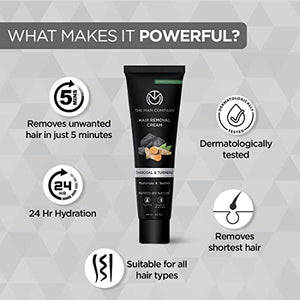 The Man Company Hair Removal Cream for Men Enriched with Charcoal & Turmeric | Dermatologically Tested | For All Skin Types - 100gm