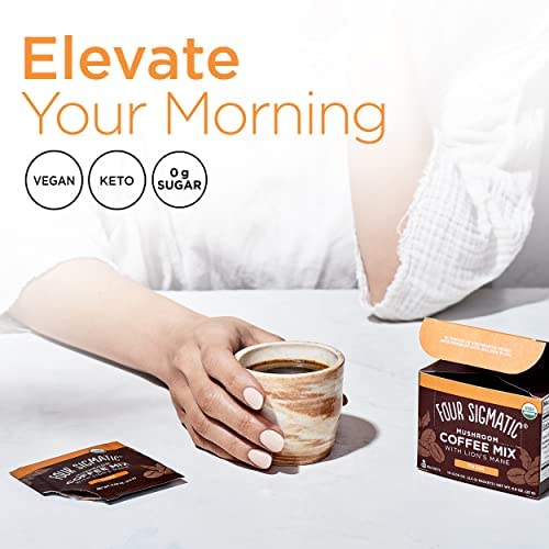 Organic Instant Coffee Powder by Four Sigmatic | Arabica Instant Coffee Singles with Lion's  Mane, Chaga and Rhodiola | Mushroom Coffee Instant Mix for Better Focus and Immune Support | 10 Packets