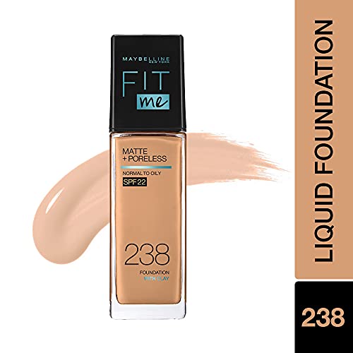 Maybelline New York Fit Me Matte + Poreless Liquid Foundation, 238 Rich Tan | Matte Foundation | Oil Control Foundation | Foundation With SPF, 30 ml