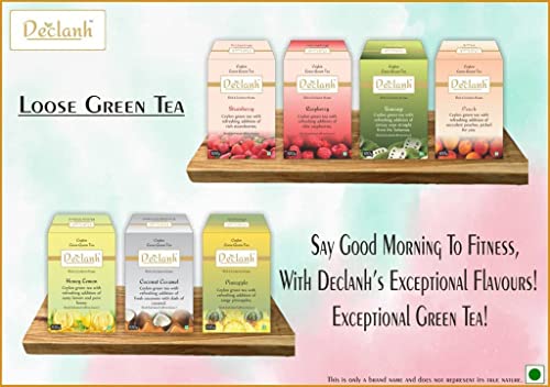 Declanh Ceylon Green Tea Honey Lemon, Loose Leaf 100 Grams | Fresh fruit pieces mixed with tea leaves | Helps in Weight Loss, Stress relief and Improving Metabolism rate | Rich And Exclusive Aroma