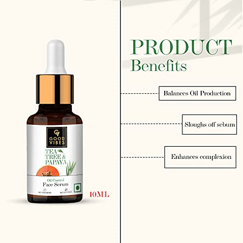 Good Vibes Oil Control Combo Kit (Tea Tree & Papaya Serum 10ml + Tea tree Face Wash 120 ml + Green Tea Toner 120 ml)