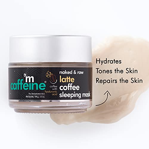 mCaffeine Latte Coffee Sleeping Face Mask (100gm) for Skin Hydration | Tones and Repairs Skin | Face Pack with Hyaluronic Acid and Niacinamide | Night Skin Routine For Dehydrated Skin