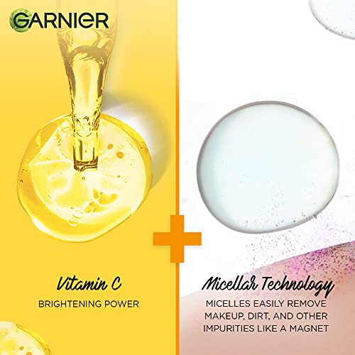 Garnier Micellar Water With Vitamin C, 125ml | Garnier Micellar Cleansing Water | One Swipe Makeup Remover | For Dull and Sensitive Skin | Removes Makeup + Brightens Skin