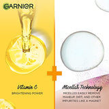 Garnier Micellar Water With Vitamin C, 125ml | Garnier Micellar Cleansing Water | One Swipe Makeup Remover | For Dull and Sensitive Skin | Removes Makeup + Brightens Skin