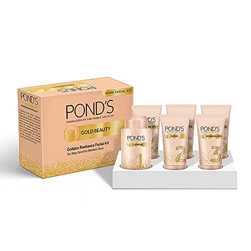 Pond’s Golden Radiance Facial Kit, 24K Pure Gold, Golden Glow At Home, Youthful Glow, Instant Glow, In Just 6 Easy Steps, 80 g