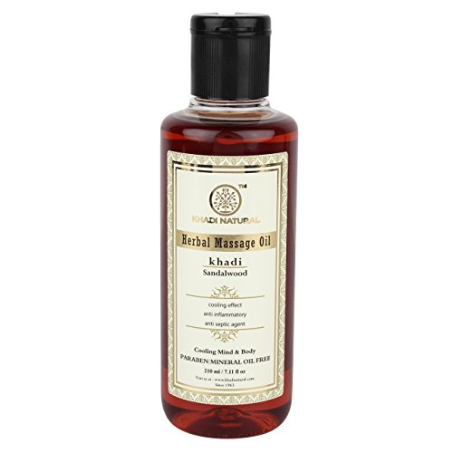 KHADI NATURAL Ayurvedic Sandalwood Massage Oil, Paraben and Mineral Oil Free, 210ml