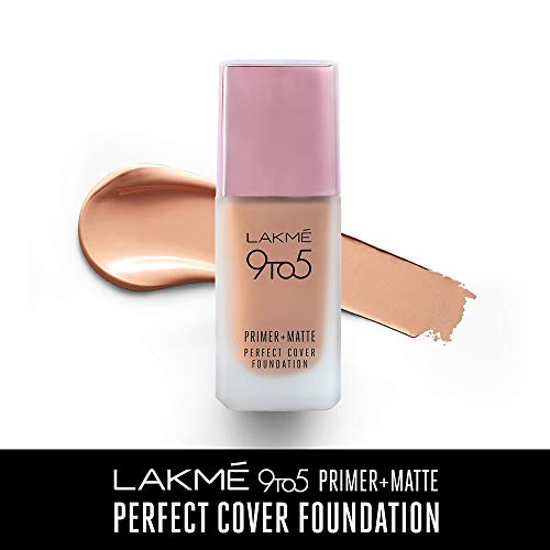 Lakme 9To5 Primer + Matte Perfect Cover Foundation, C140 Cool Rose, 25 ml