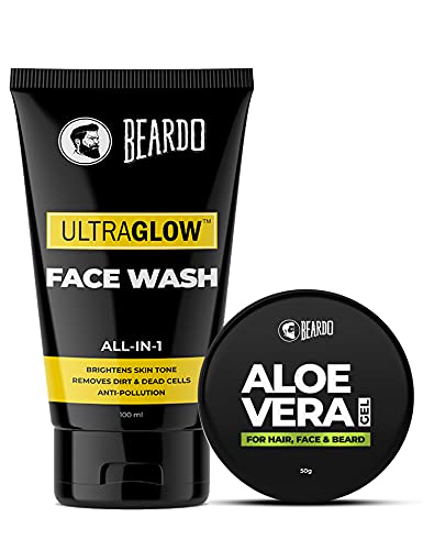 Beardo Ultraglow Facewash for Men (100ml), Aloe Vera Gel For Hair, Face & Beard (50g)